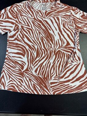 Nine West Rust and White Zebra Print Soft Spun Tee